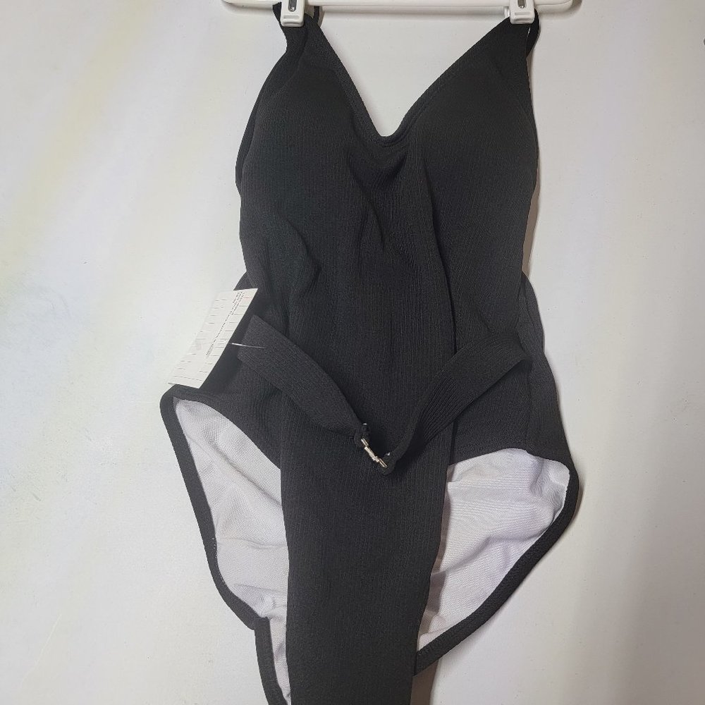 1435 - Black One Piece Bathing Suit - M